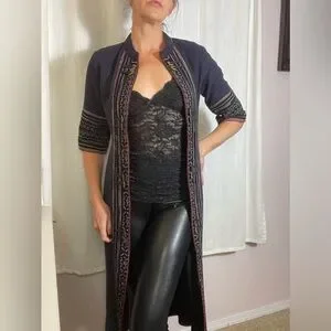 Authentic Thai Indigo tea coat with embroidery. Hmong tribe. Hand made.